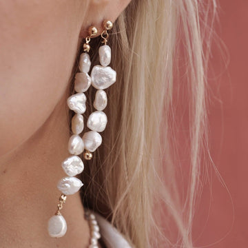 Solid Gold Pearl Drop Earrings