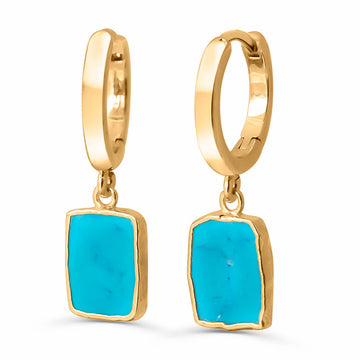 Gold Dipped Turquoise Hoop Earrings