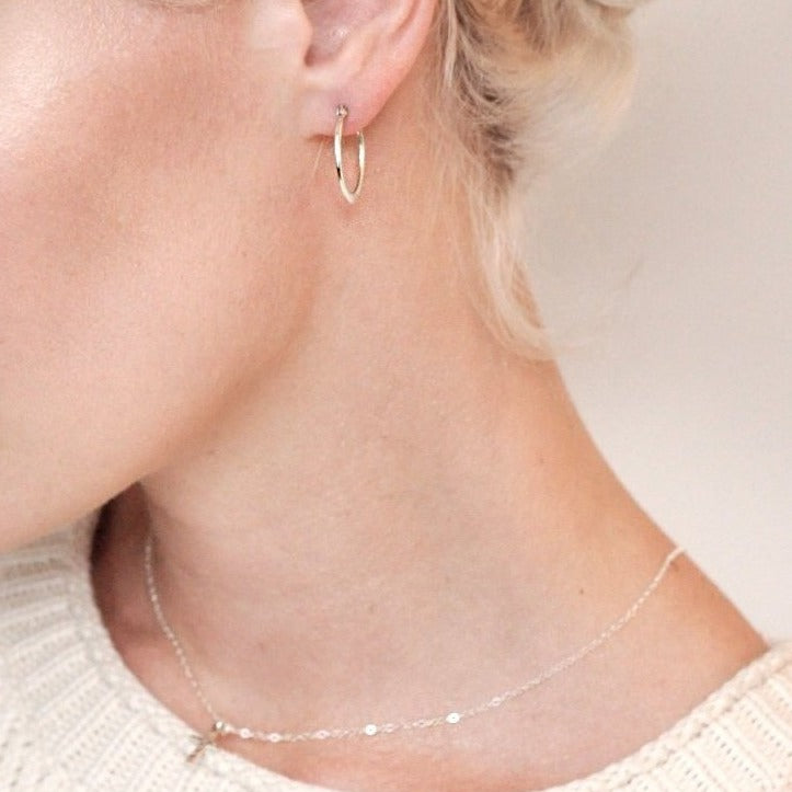 "Darlina" Flat Hoop Earrings In Silver