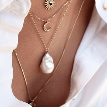 Solid 14k Gold Baroque Pearl Necklace