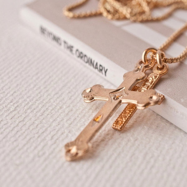 Alina Double Cross & Mary Necklace Set