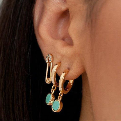 Turquoise Charm Hoop Earrings