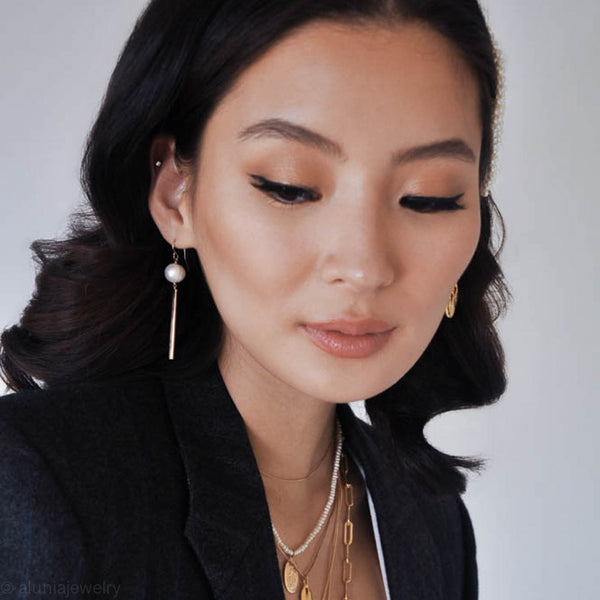 Nova Pearl Bar Drop Earrings