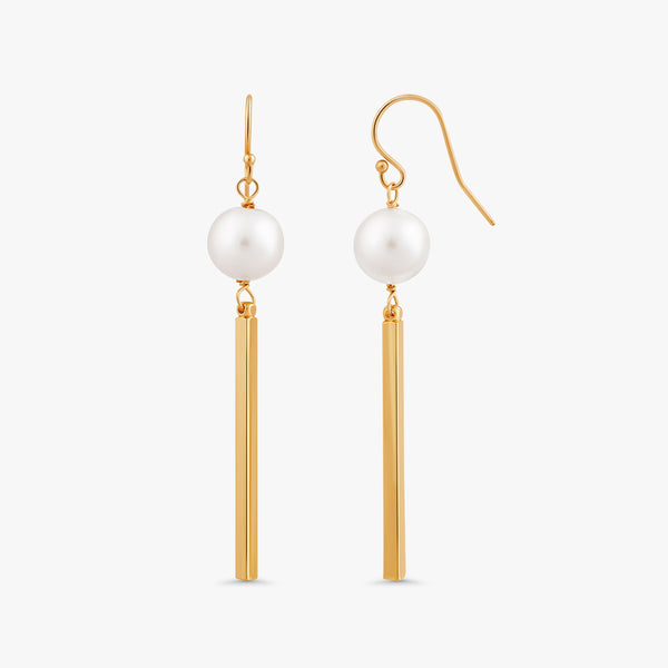 Luna Pearl Bar Drop Earrings