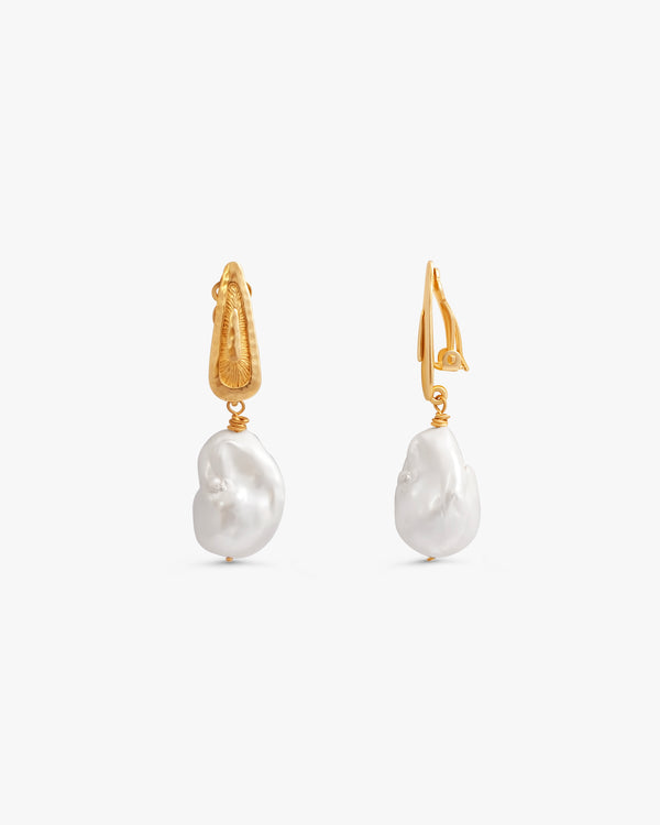 Elodie Baroque Pearl Clip-On Earrings