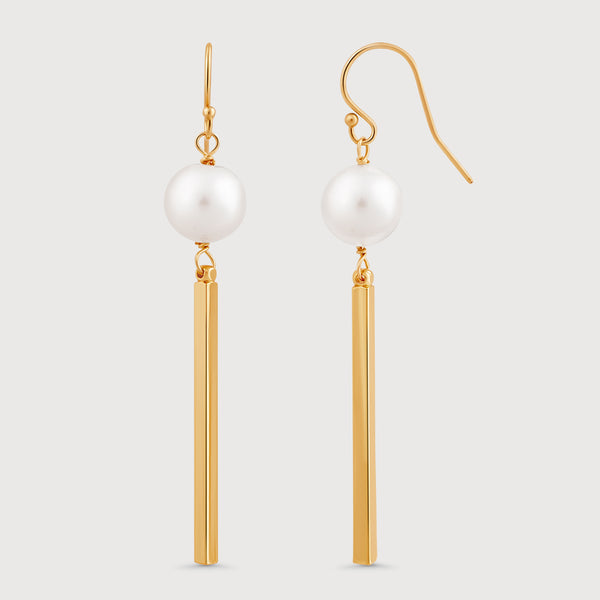 Pearl Bar Drop Earrings