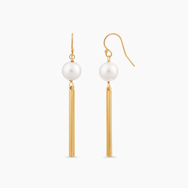 Luna Pearl Bar Drop Earrings