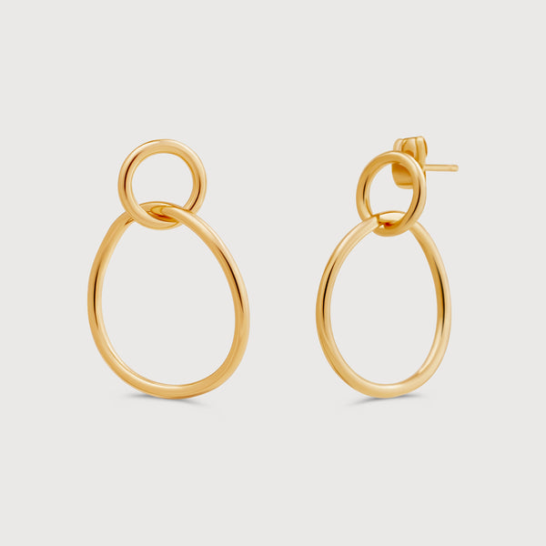 Double Circle Stud Hoop Earrings