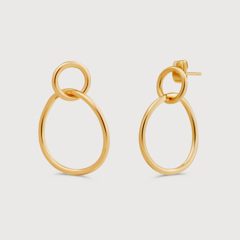 Double Circle Stud Hoop Earrings
