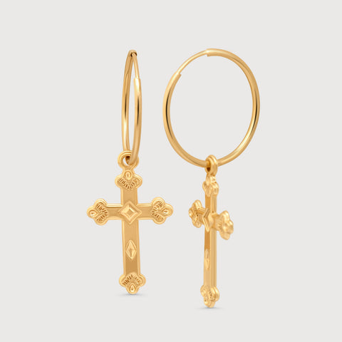 Cross Hoop Earrings