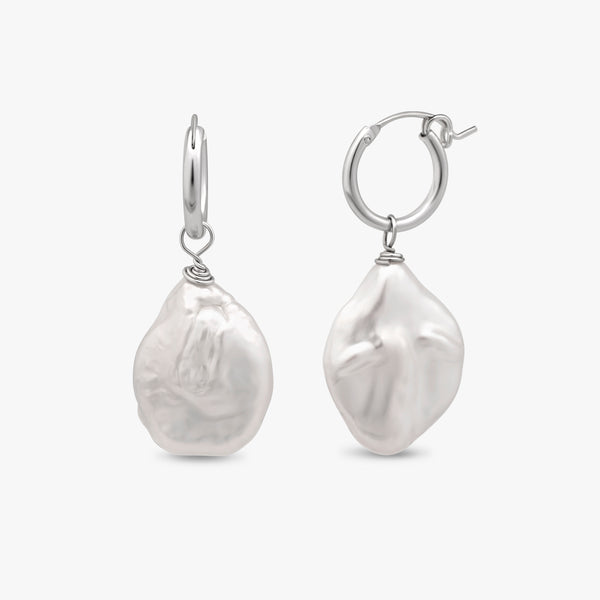 "Darlina" Flat Hoop Earrings In Silver