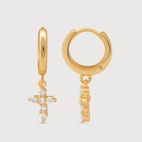 Mini Cross Hoop Earrings