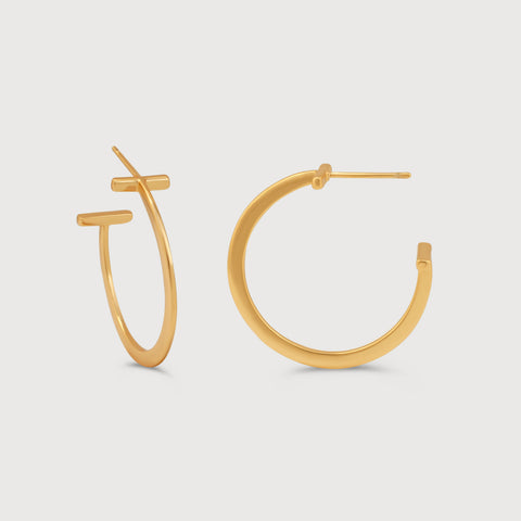 Downtown Edge Gold Hoop Earrings