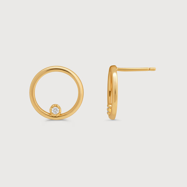 Circle Solitaire Earrings