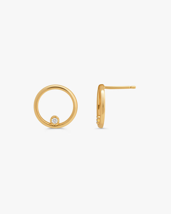 Ora Circle Solitaire Earrings