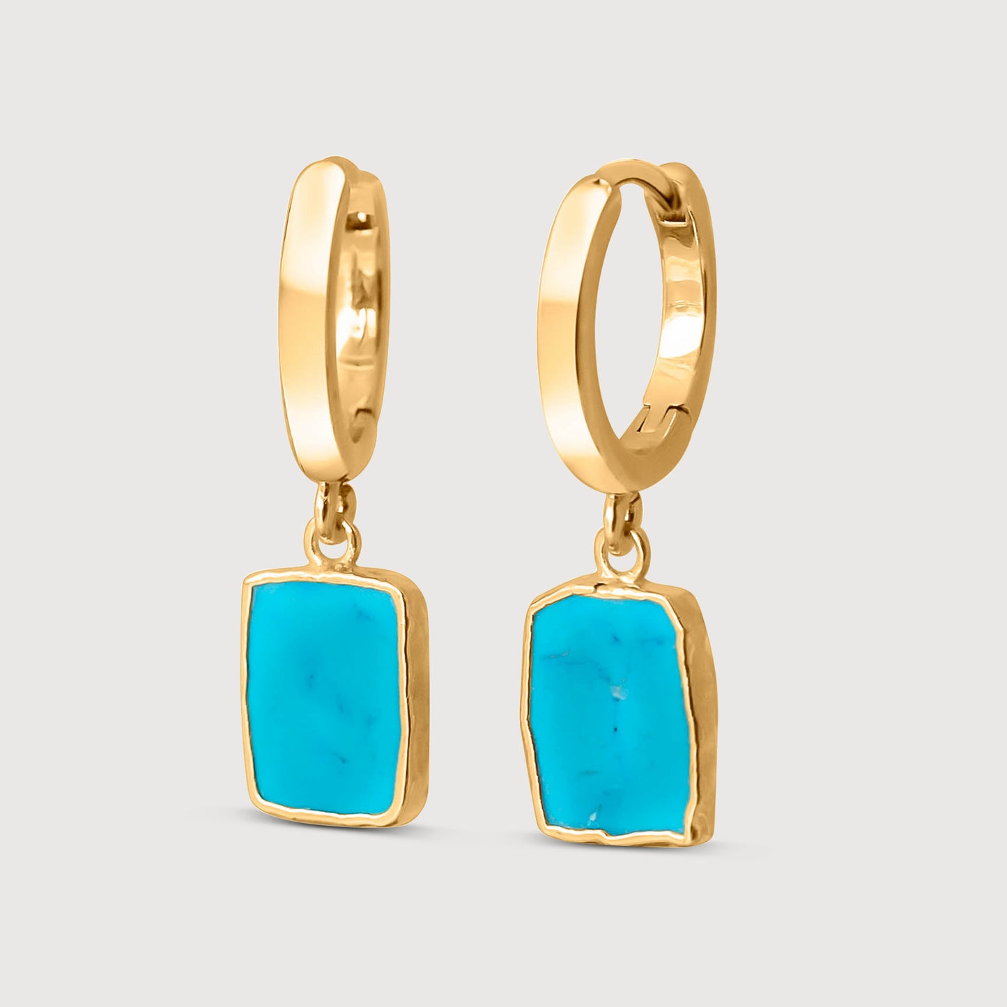 Gold Dipped Turquoise Hoop Earrings