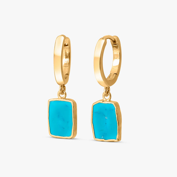 Gold Dipped Turquoise Hoop Earrings