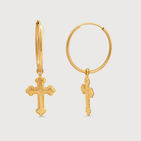 Crucifix Hoop Earrings