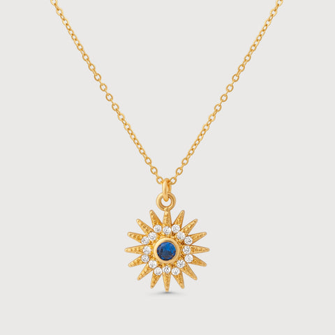 Sun Ray & Starburst Necklace In Gold