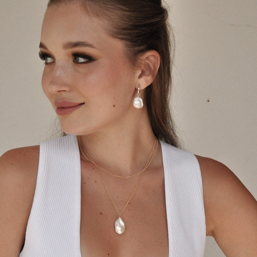 Baroque Gold Pearl Earrings