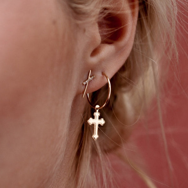 Crucifix Hoop Earrings