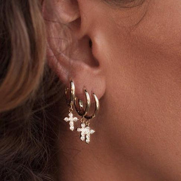 Mini Cross Hoop Earrings