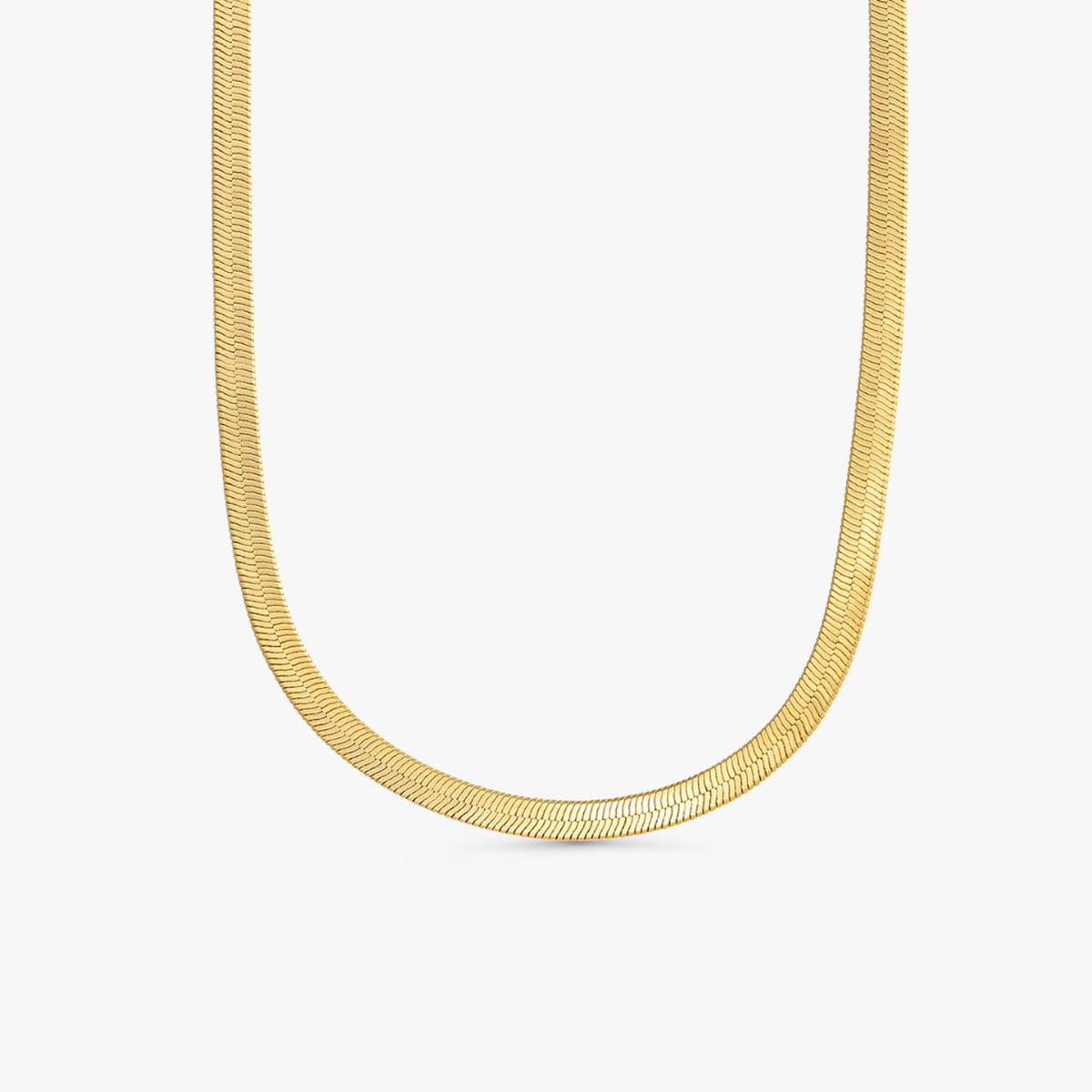 Naya Herringbone Chain Necklace in 14k gold vermeil flat snake chain on white background