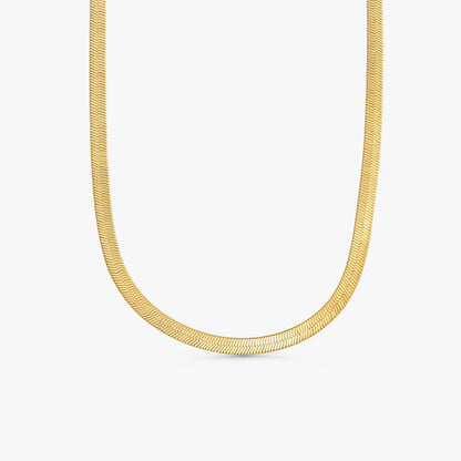 Naya Herringbone Chain Necklace in 14k gold vermeil flat snake chain on white background