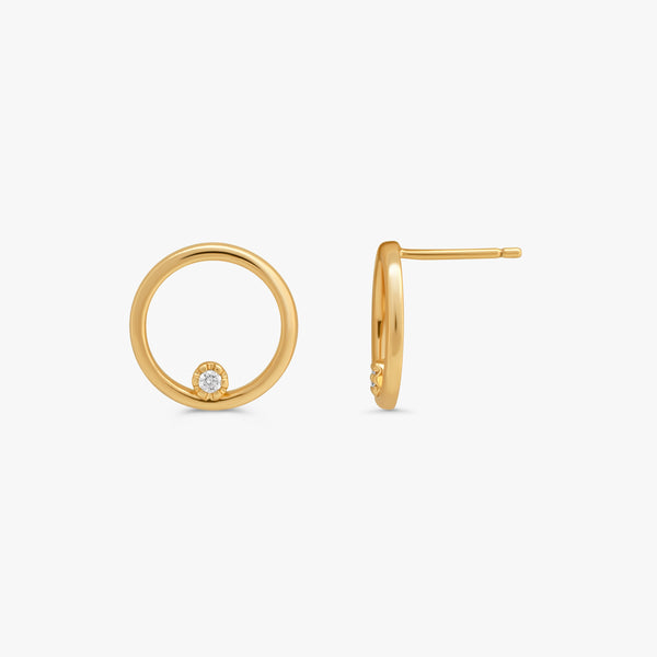 Ora Circle Solitaire Earrings