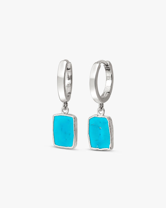 Ebba Silver Turquoise-Tone Huggie Earrings