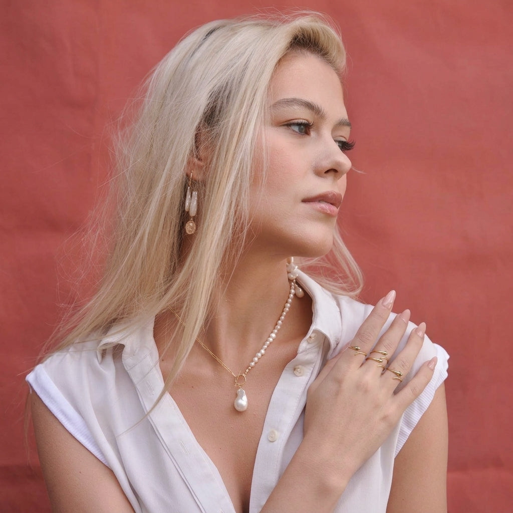Lucie Saint Christopher Pearl Drop Earrings