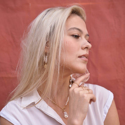 Lucie Saint Christopher Pearl Drop Earrings