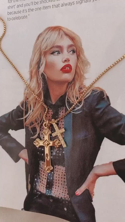 Halo Double Cross Necklace