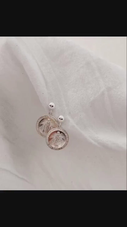 Noelle Miraculous Medallion Huggie Earrings