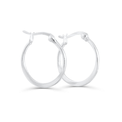 "Darlina" Flat Hoop Earrings In Silver