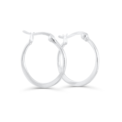 "Darlina" Flat Hoop Earrings In Silver