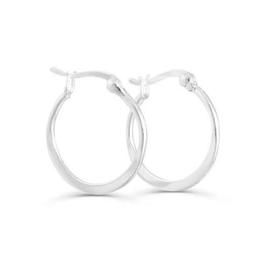 "Darlina" Flat Hoop Earrings In Silver
