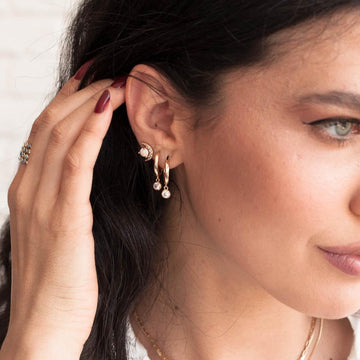 Solitaire Charm Huggie Hoop Earrings