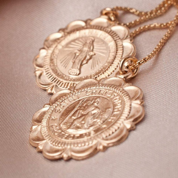 Viva Saint Christopher Coin Medallion Necklace