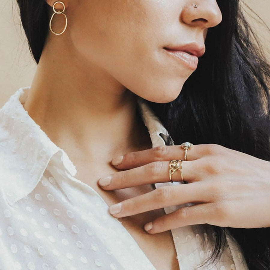 Double Circle Stud Hoop Earrings