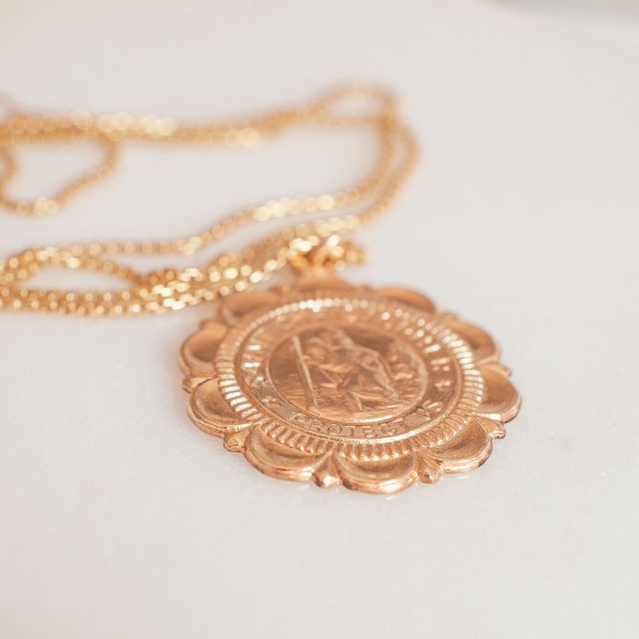 Saint Christopher Coin Medallion Necklace