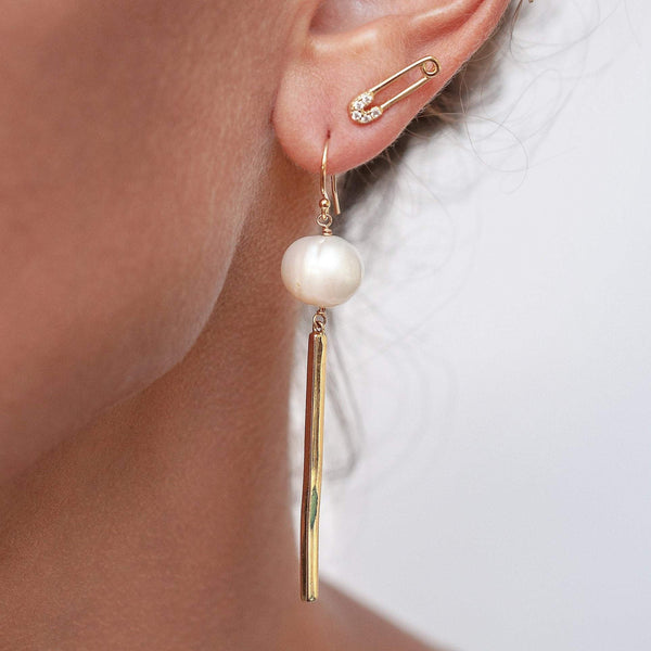 Luna Pearl Bar Drop Earrings