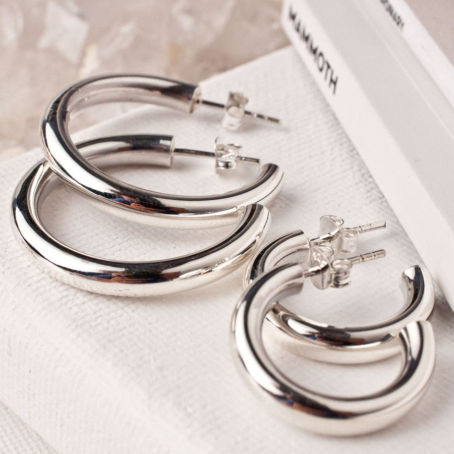 Cloud Nine Chunky Silver Hoop Earrings
