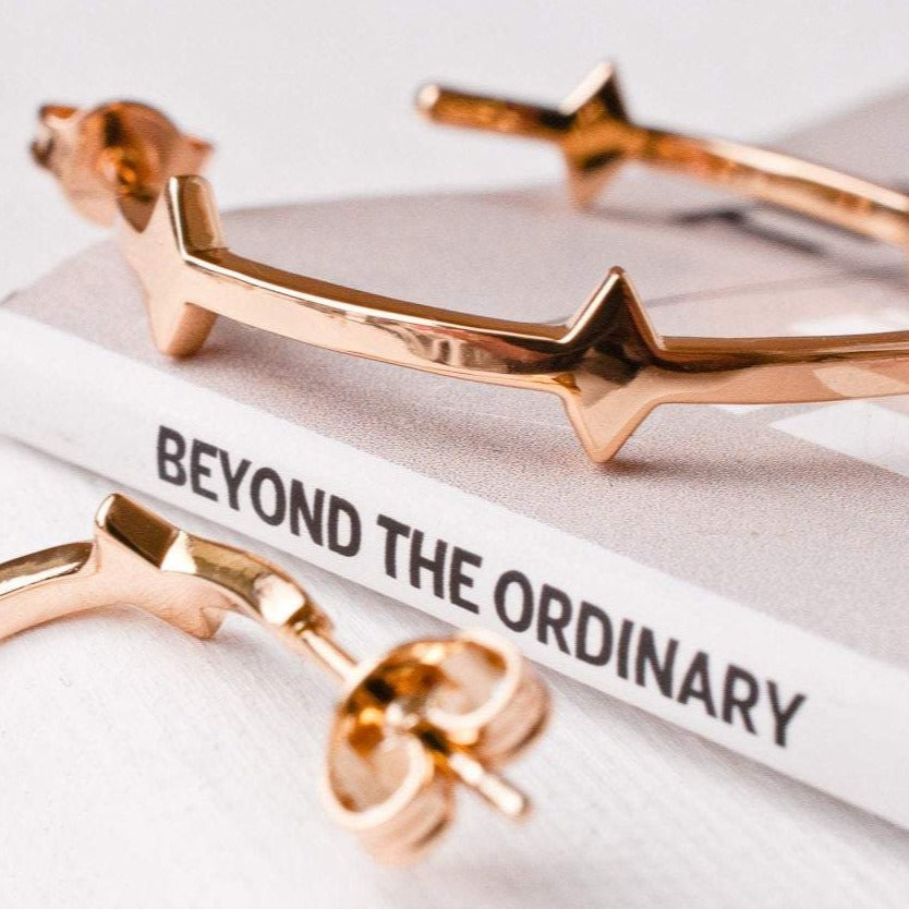 Statement gold hoop earrings with spike