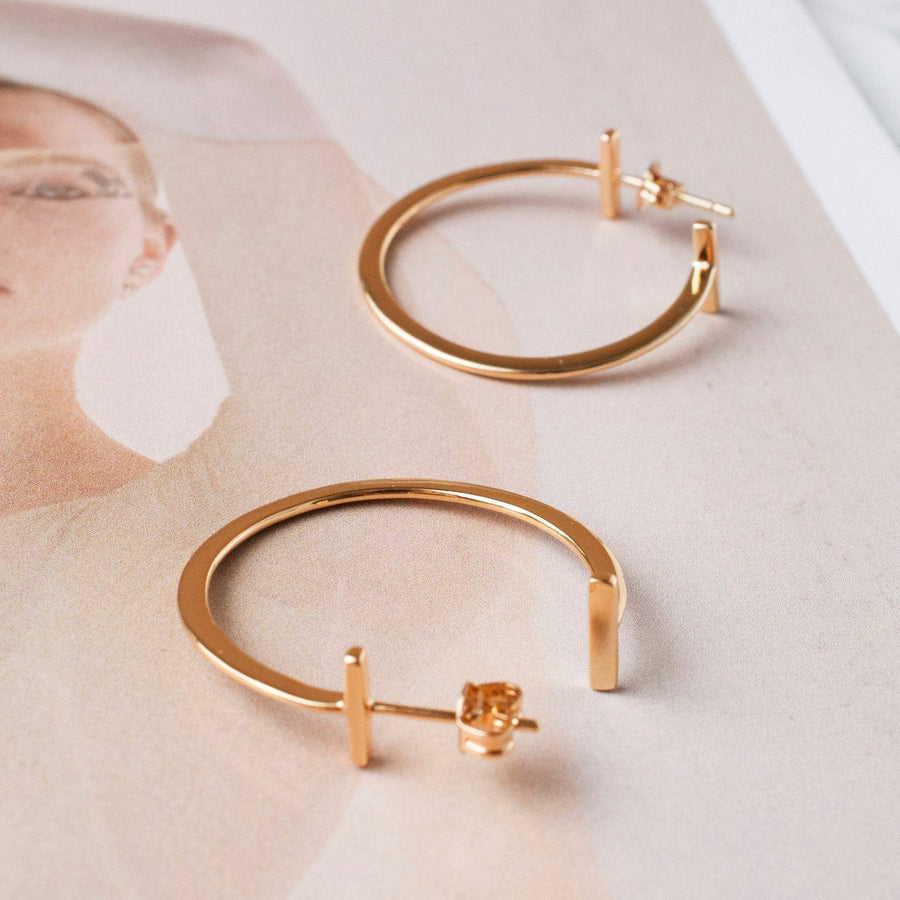 Downtown Edge Gold Hoop Earrings