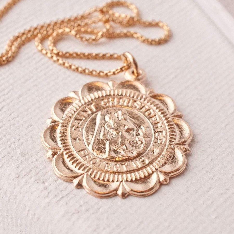 Saint Christopher Coin Medallion Necklace