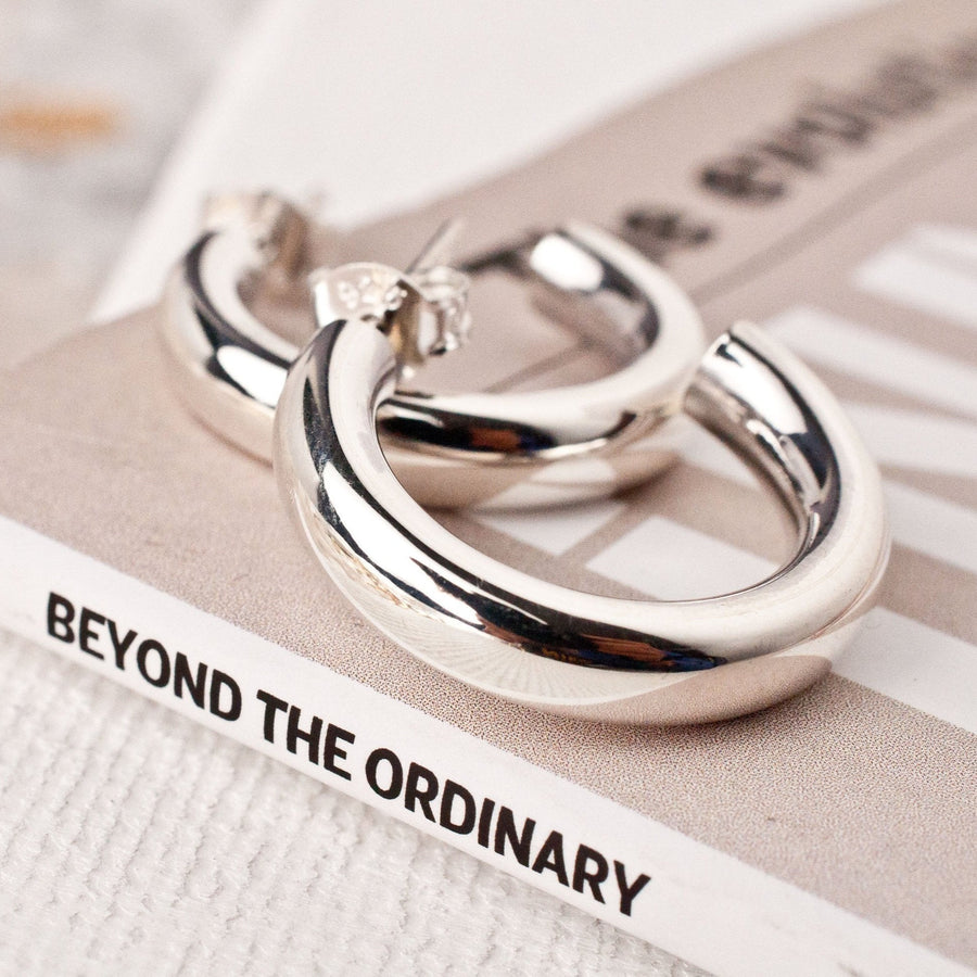 Cloud Nine Chunky Silver Hoop Earrings