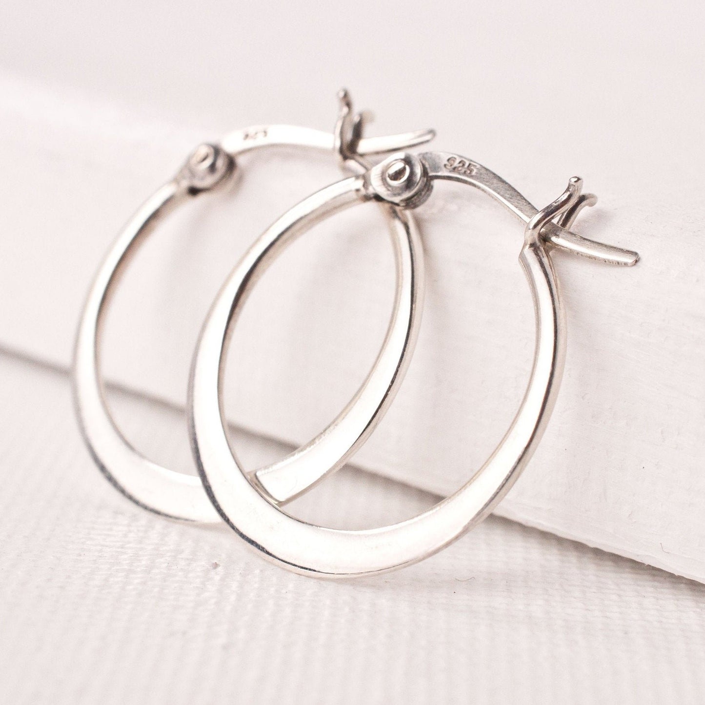 "Darlina" Flat Hoop Earrings In Silver